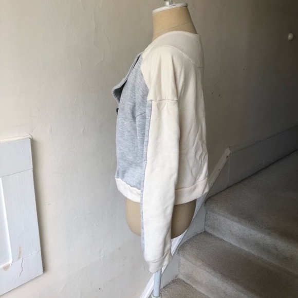 Kut from the Kloth Knit Two Tone Color Block Cotton Blend Moto Jacket EUC Size M - Picture 6 of 9